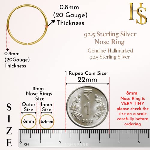 Image of HighSpark 92.5 Sterling Silver Nose Ring for Women | Simple & Elegant Nose Piercing for Women & Girls | Lovely Gift