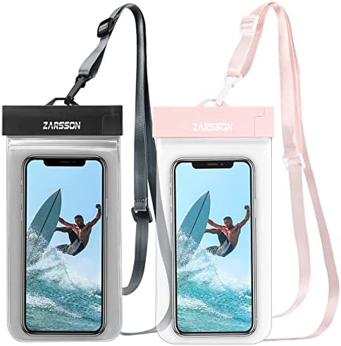 ZARSSON IPX8 Waterproof Phone Pouch/Case, 2 Pack Universal TPU Cell Phone Dry Bag Underwater Protector with Detachable Lanyard for iPhone 14 13 12 Pro Max Samsung Galaxy S21 up to 7.2" on Beach Pool