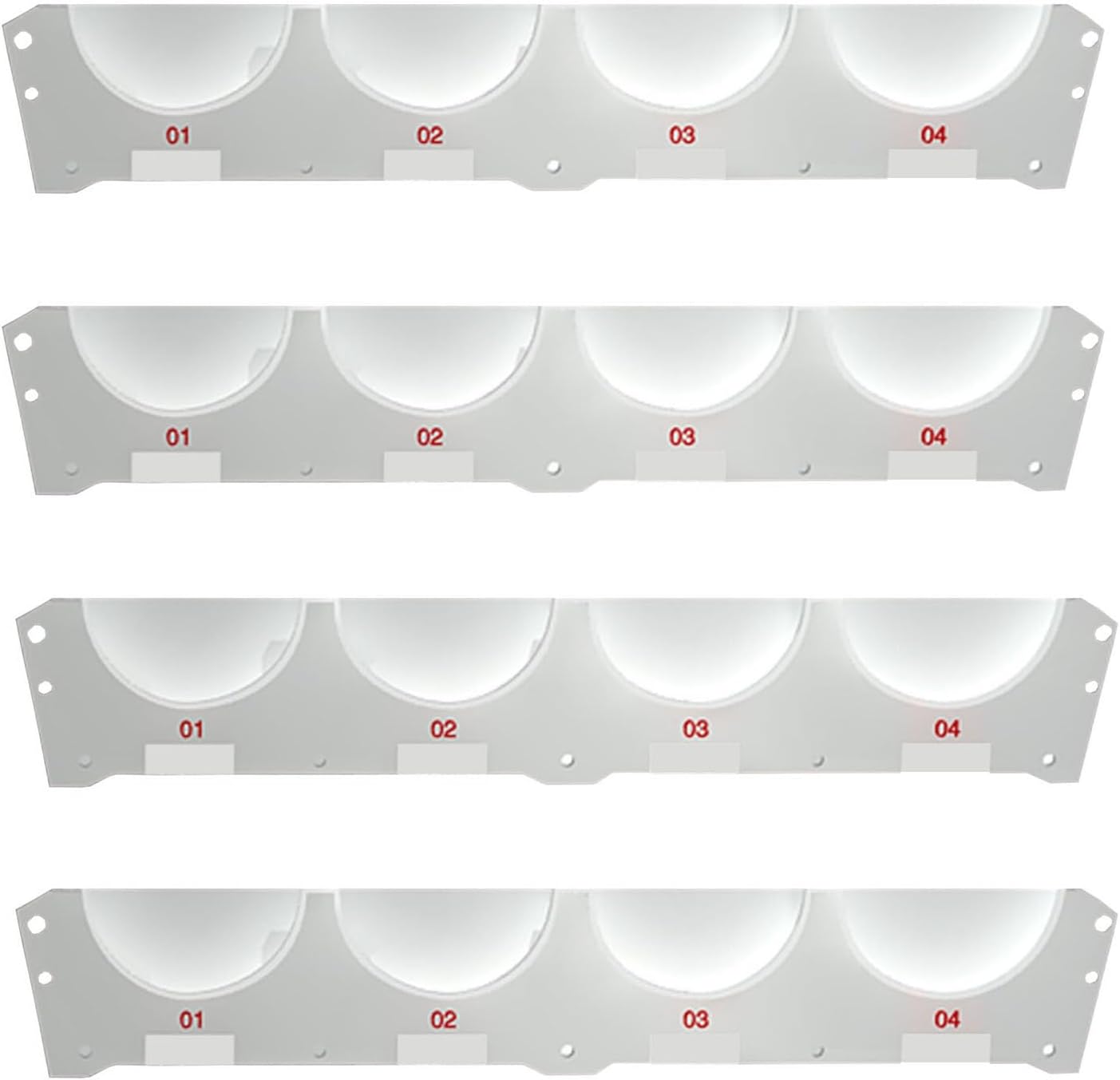 4Pcs Hard Hat Storage Rack - Wall-Mounted Helmet Display Stand with Label Design, Rubber Protective Tape, & Digital Labels, PVC Wood-Plastic Board for Construction Workers, 106 cm Long