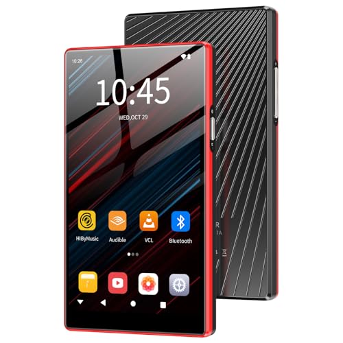 MP3 Player with Bluetooth and WiFi, Oilsky 160GB 5.0" Music Player with Spotify, Amazon Music, 1080P Android 13 MP4 Player with Pandora, YT Music, Deezer, Family Link, FM Radio, Up to 1TB Red