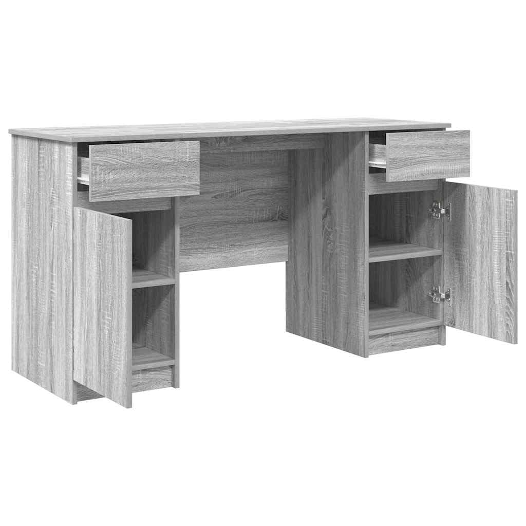 Sonoma biurko z drzwiami, szare, 140 x 49 x 76 cm, materiał drewnopochodny, miejsce do przechowywania z szufladą i regałem, kompaktowe miejsce pracy do domowego biura, gier i pokoju