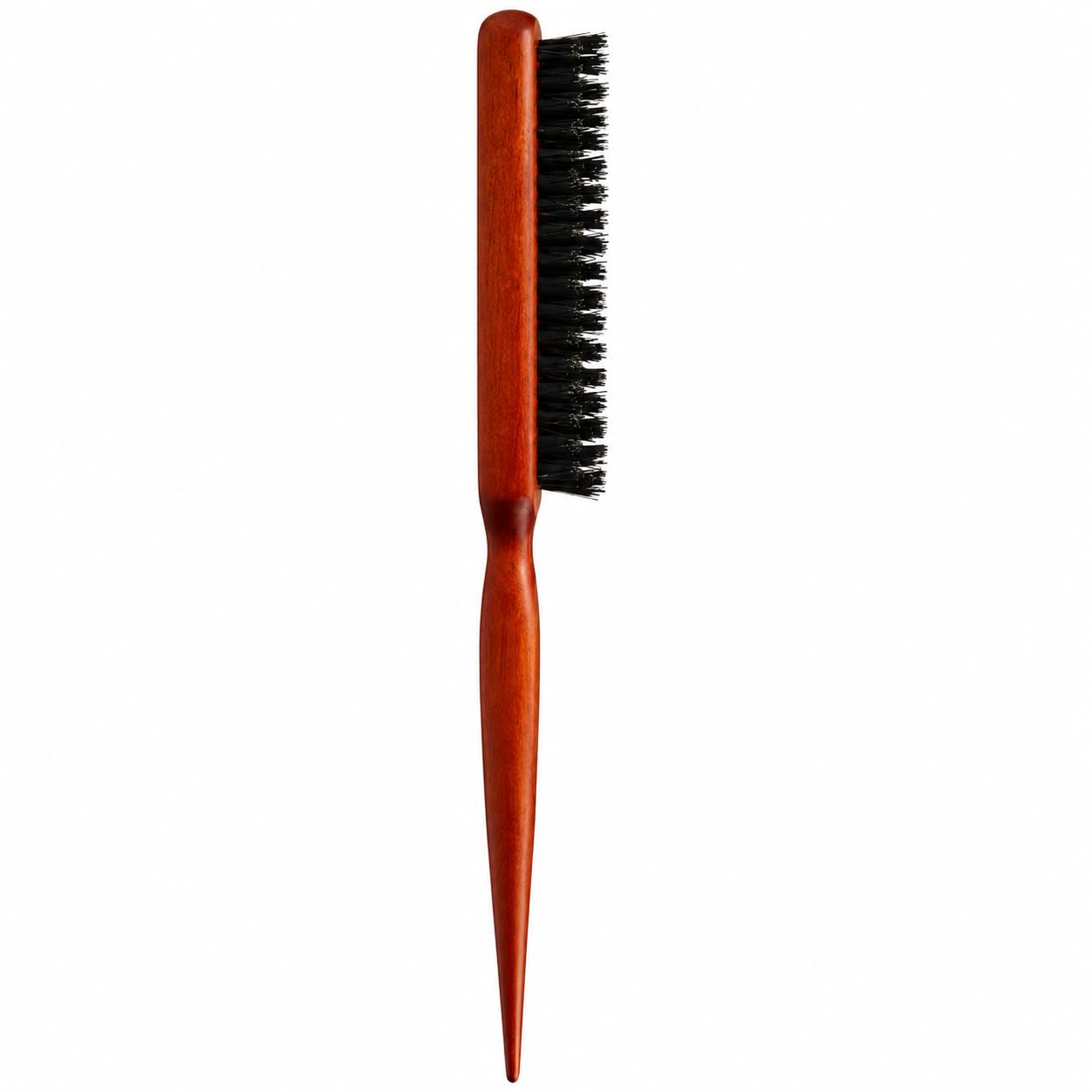 Wooden Rat Tail Hair Brush Comb Handle Boar Bristles | Brown