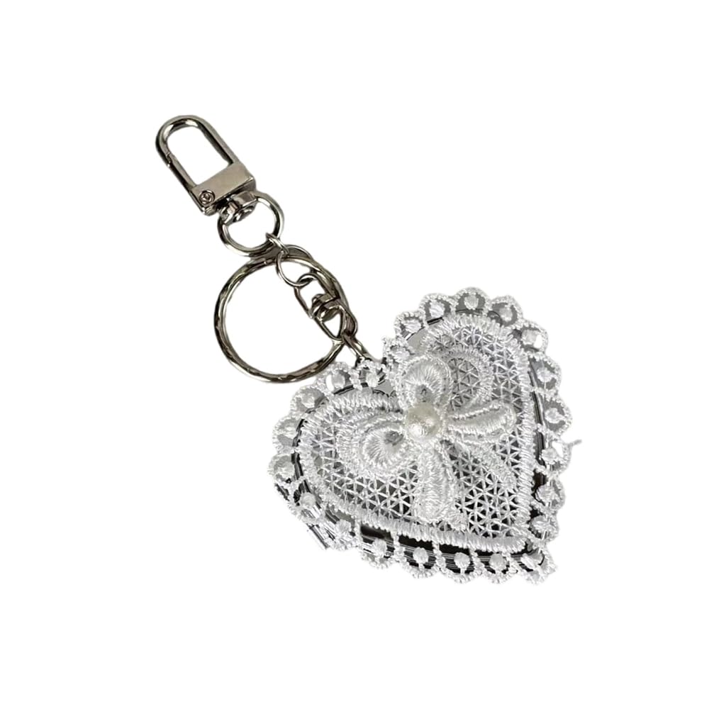 Divuukyi Unisex As Described Lace Heart Bowknot Glasses Charm Stylish Heart Bowknot Lace Glasses Charm Unique Keychain For Purse Car Interior