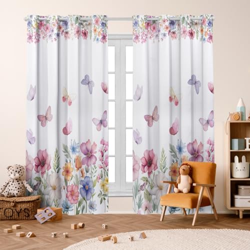 Cortina Infantil Blackout 2,80x2,20 Decoração Divertida para Quarto de Criança (Borboletas Encantada)