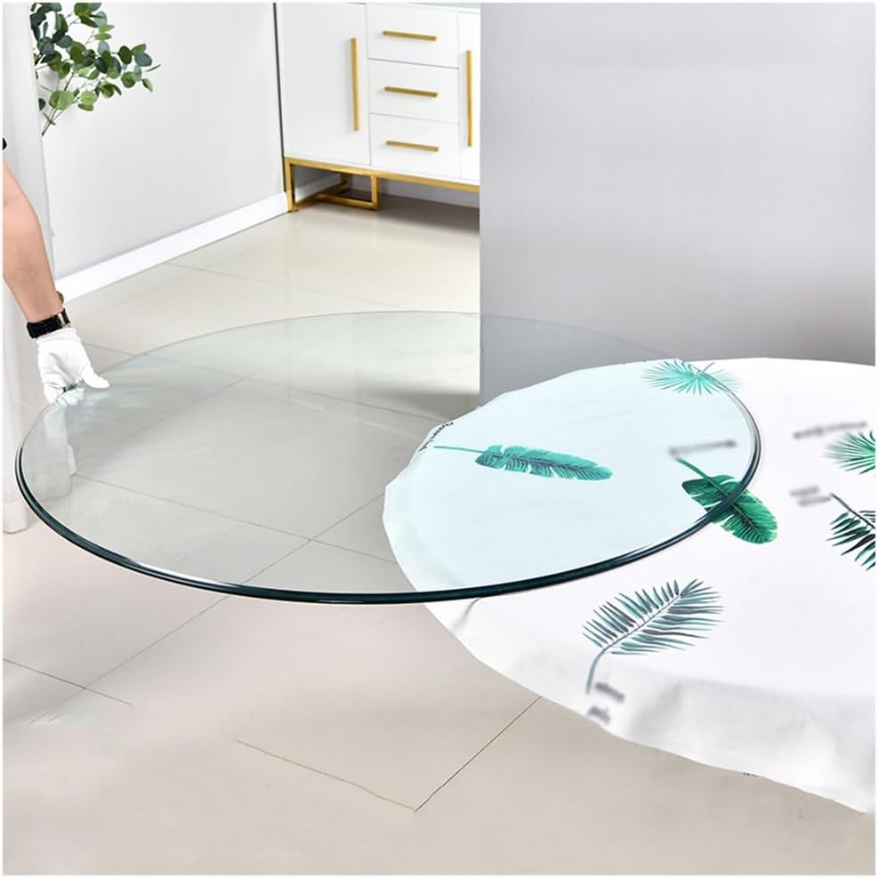 Tempered Glass Table Top, Round Clear Glass Table Surface, Glass Table Tops for Replacement, Tabletop Protector, Patio, Dining, Coffee Table, Desks(50 CM(20 INCH))