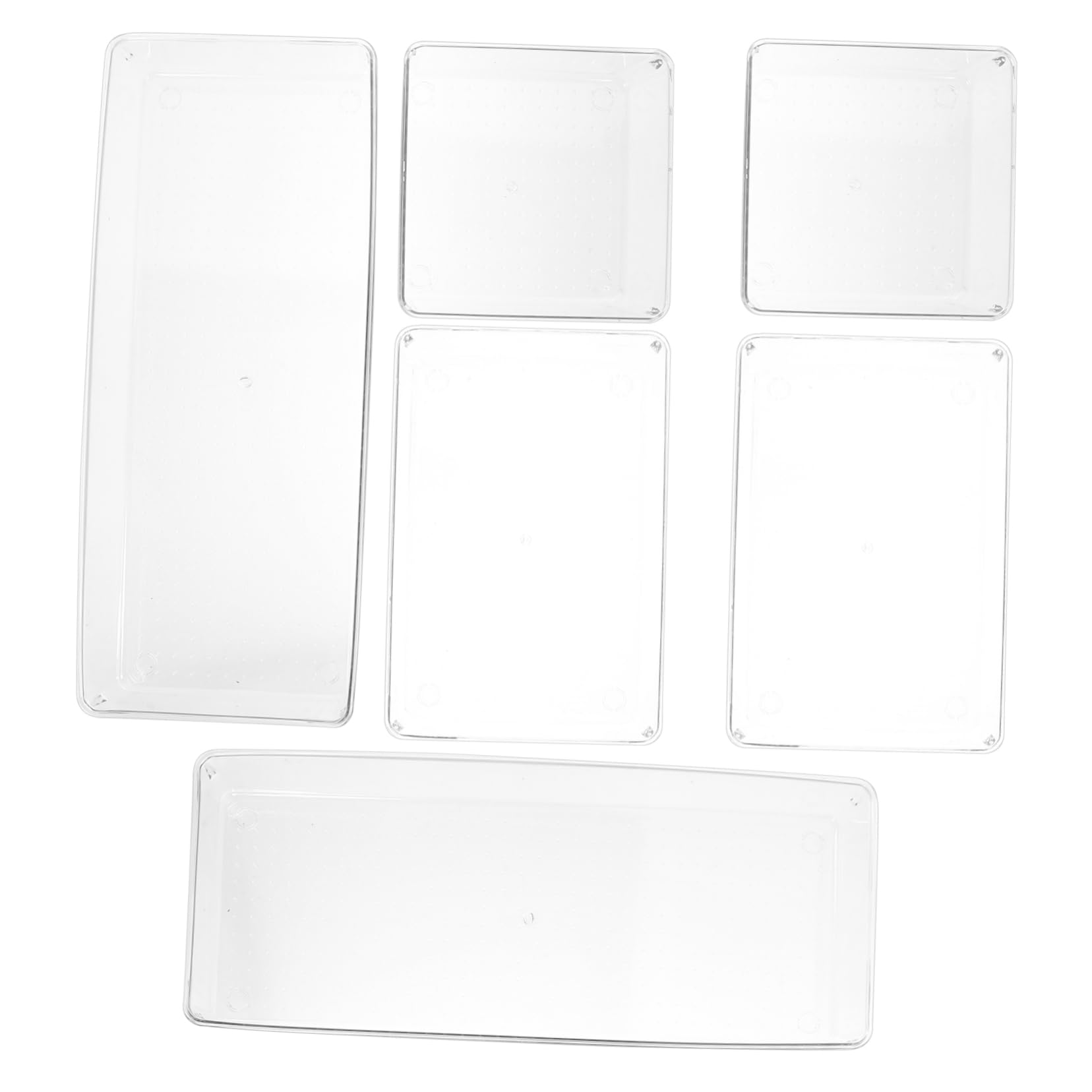 Contenitore Organizer da Cassetto 6 Pezzi Pet Trasparente Scomparti | Inserimento Interno Modulare, Design Semplice e Lineare, per Ordine su Scrivania e Cancelleria