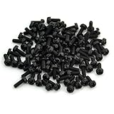 Electronics-Salon 100pcs M3 x 8mm Nylon Machine Screw, Black, Combination Phillips-Slotted Drive, Pan Head, Metric