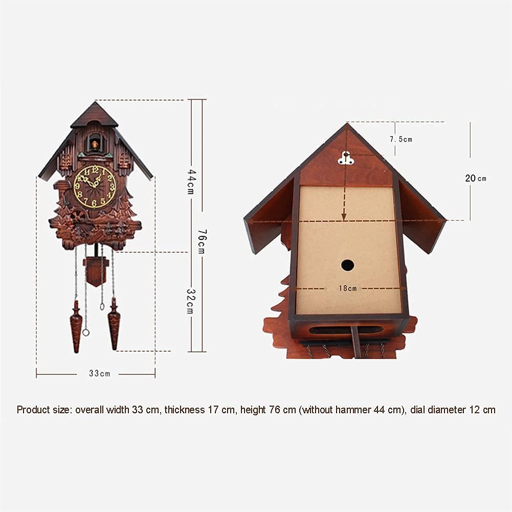 Cuckoo Clock Black Forest Chalet Clock Quartz Wooden Wall Clock Pendulum Movable Bird Home Decor. (C)