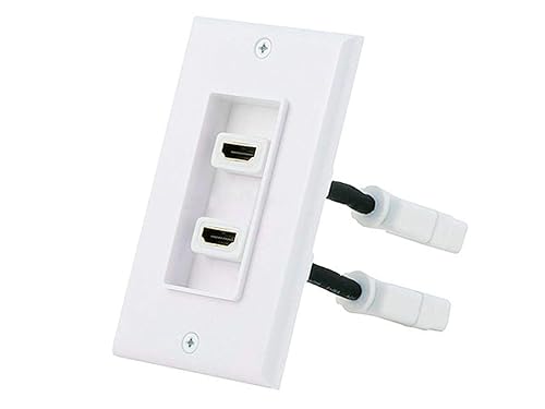 Monoprice Placa de pared insertada de dos piezas con cable HDMI de alta velocidad flexible integrado de 4 pulgadas con Ethernet, puerto dual (2P)