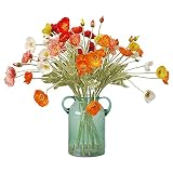 8pcs Artificial Poppy Silk Flowers Faux Flowers Arrangement Yellow Orange Spring Flowers Table Cente