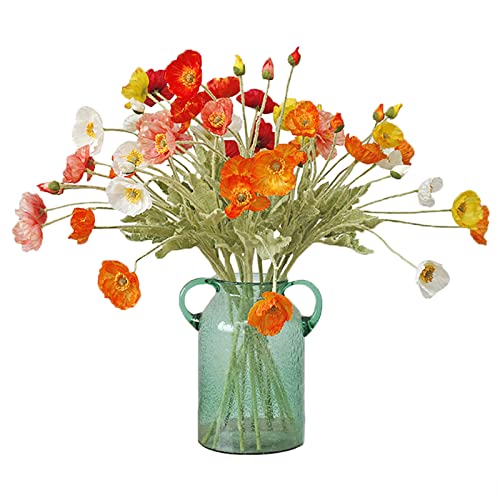 8Pcs Artificial Poppy Silk Flowers Faux Flowers Arrangement Yellow Orange Spring Flowers Table Centerpiece For Home Party Office Wedding Decor (5 Colors) #TOP22