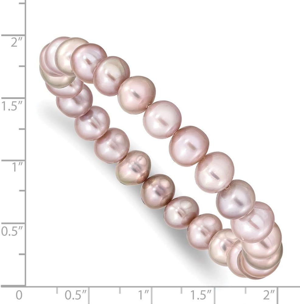 8-9mm Freshwater Cultured Pearl Pink Stretch Bracelet Fine Jewelry For Women Gifts For Her (8-9mm), 7.5"
