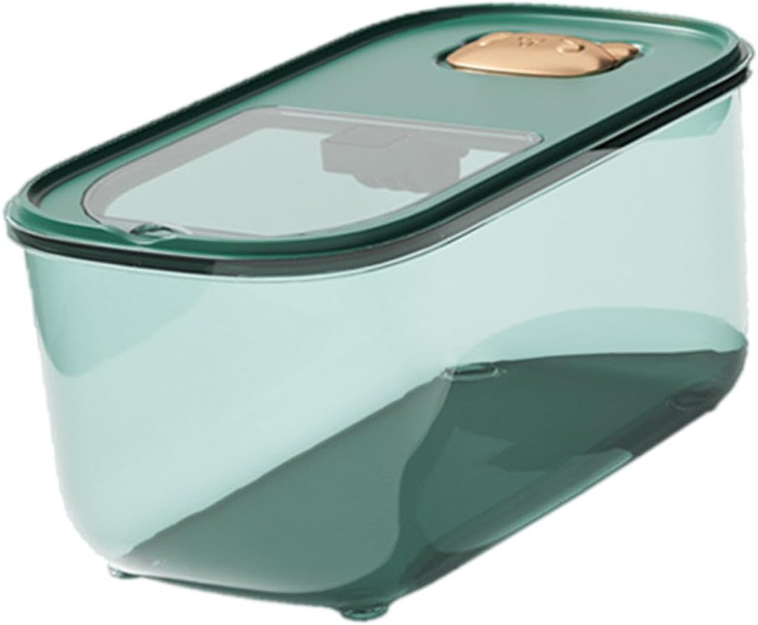 Airtight Green Plastic Rice Bucket 10lb Sealed Moisture-proof Food Storage Container for Grains and Flour Household Kitchen Organizer