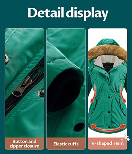 Image of CREATMO US Girl's Long Winter Warm Parka Sherpa Trimmed Collar Puffer Ski Jacket Coat