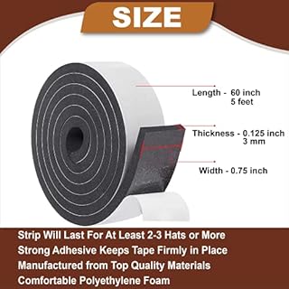 Atzi Hats Hat Tape Roll 60" (5 Feet) Foam Hat Size Reducer for Loose Hats Cap Sizing Insert Strip for Fedora, Baseball, Cowboy, Western, Panama & Straw Hats Sweatband Filler for Better Hat Fit Comfort