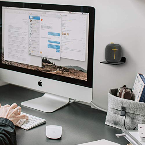 TXEsign Wall Shelf Speaker Stand-2 Pack, Small Wall Shelf Speaker Mount for Bluetooth Speaker, Webcam, Cell Phones, Toy Display Shelf Acrylic Speaker Shelf (Black, Small)