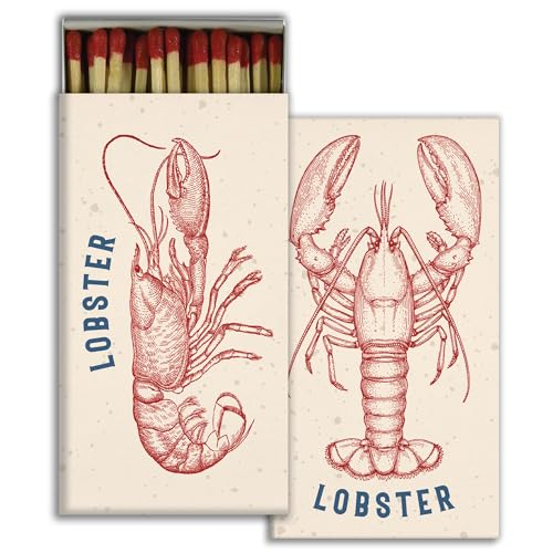 Lobster Illustration Decorative Matchbox with Wooden Matches - Great for Lighting Candles, fireplaces, Grills and More | One Box