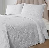 Picture of Petrichor White Quilt Queen Size - All-Season Comfort with High-Relief Texture, Brushed Fabric, Comforter & Bed Cover, 3-Piece Set: 1 Quilt (90"x96") and 2 Pillowcases (20"x26")