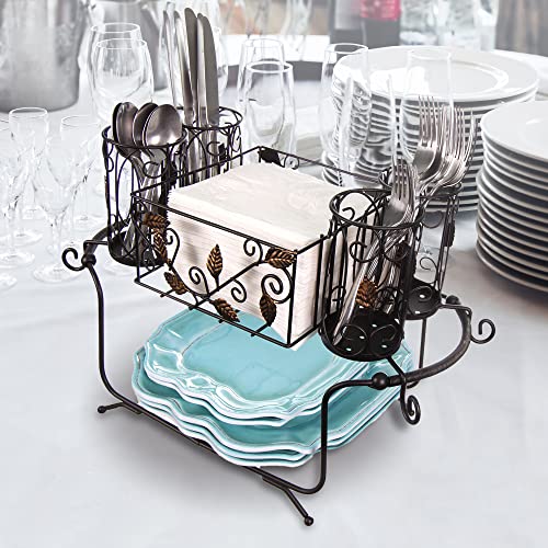 Maypes Utensil Caddy - Silverware Caddy Or Napkin, Cutlery And Plate Holder - The Ideal 2-Piece Portable Outdoor Kitchen Accessories Buffet Organizer For Picnics, Camping, Barbecue, Parties And Events #TOP5