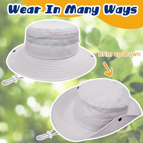 Image of Outdoor Kids Sun Hat for Boys Girls Wide Brim Mesh Bucket Hat UPF 50+ Sun Protection Breathable Summer Fishing Safari Hat