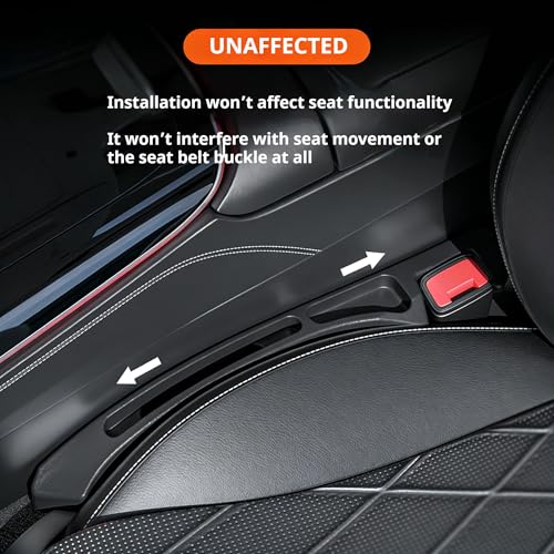 BvnzunTrs Car Seat Gap Filler Organizer 2 Pack Seat Gap Filler 2 in 1 Universal Between Car Seat Gap Plug with Storage Slot Drop Proof Guard for Fits Cars Phones Keys & Cards — view 4