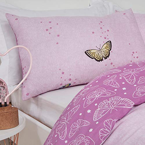 Dreamscene Single Duvet Cover Set, Ultra Soft Warm Cosy Vibrant Purple Butterfly Design Girls Bedding Sets Luxurious Reversible Quilt Single Duvet Set with Pillowcase - Image 7