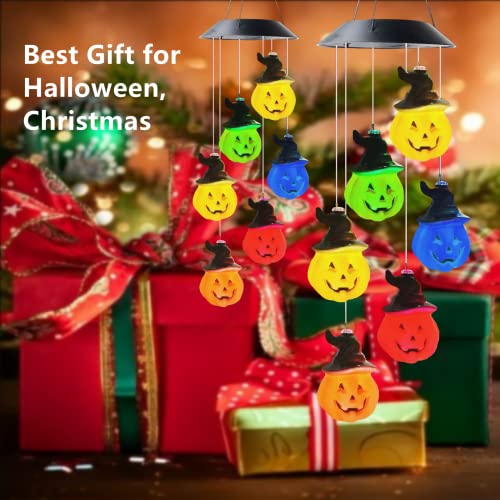 Halloween Pumpkin Solar Wind Chimes, Solar Powered Pumpkin Led String Light Pumpkin Decor Mobile Light, Color Changing Led Pumpkin Light For Indoor Outdoor Halloween Christmas Garden Party Decor #TOP5