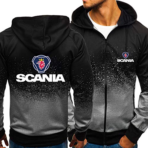 RLJqwad Veste à capuche pour homme avec fermeture éclair 3D SCANIA Casual Gradient Imprimé Sweatshirt Casual Pullover à manches longues Classique Manteau Tops-Cadeau Homme Gris 3XL Cover