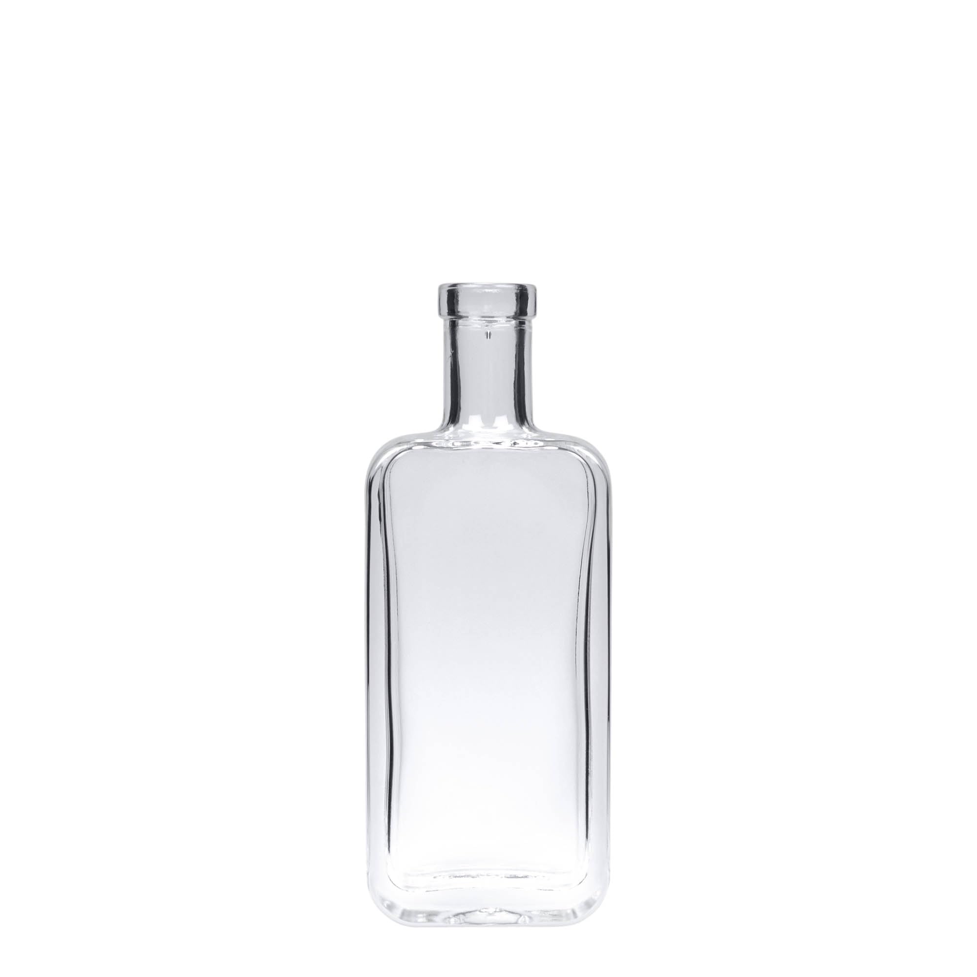 Set di 24 bottiglie di vetro Nice da 100 ml, rettangolari, in vetro trasparente con manico in sughero in legno