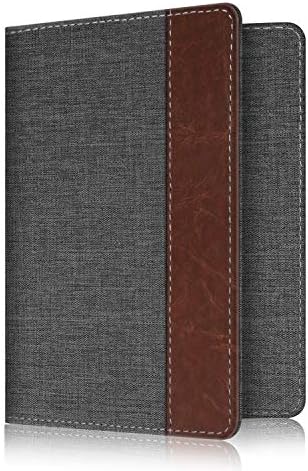 Fintie Passport Holder Travel Wallet RFID Blocking PU Leather Card Case Cover, Denim Charcoal/Brown