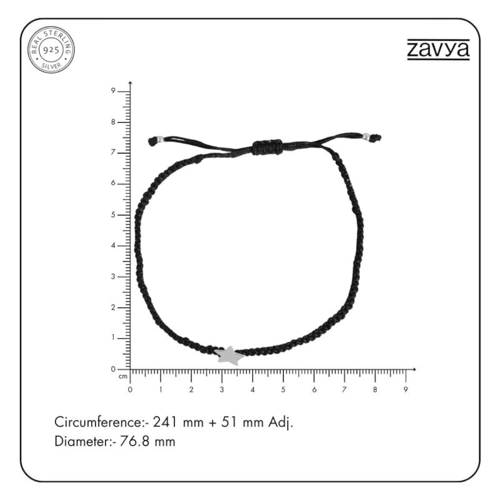 925 Silver Star Rhodium Plated Anklet