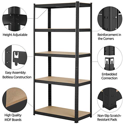 Autofather Heavy Duty 5 Tier Boltless Shelving Unit Greenhouse Garage Utility Home Storage Rack 59" X 28" X 12" #TOP5