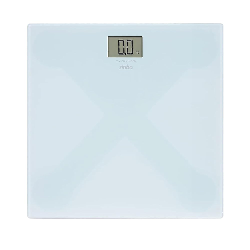 SINBO SBS-4451 Dijital Cam Baskül 180 kg Kapasiteli, LCD Ekranlı, Sıcaklık Göstergeli, Otomatik Açma/Kapama, Hassas Tartı Terazisi – Mavi Renk