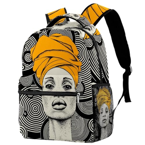 Sac à dos femme noire africaine en turban pour célébrer l'identité au quotidien