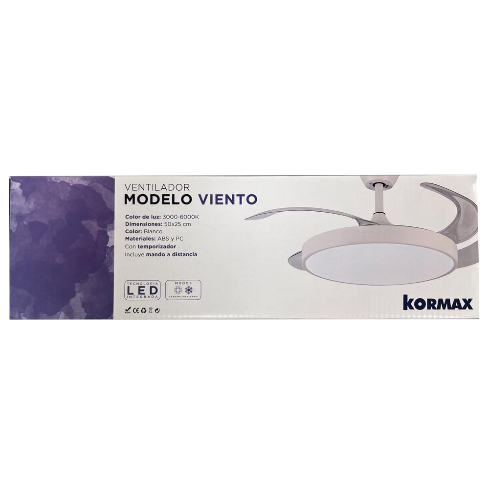Kormax - Ventilador techo plegable Viento Blanco