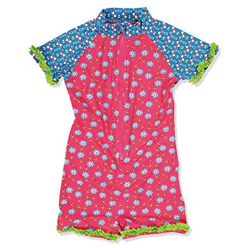 Playshoes Mädchen Einteiler Blumen, UV-Schutz nach Standard 801 und Oeko-Tex Standard 100, Gr. 74 (Herstellergröße: 74/80), Mehrfarbig (18 Pink)