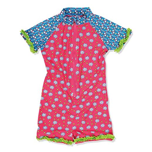 Playshoes Mädchen Einteiler Blumen, UV-Schutz nach Standard 801 und Oeko-Tex Standard 100, Gr. 74 (Herstellergröße: 74/80), Mehrfarbig (18 Pink)