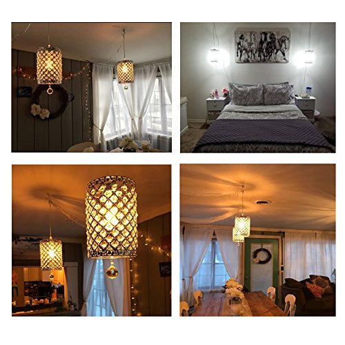 Surpars House Plug In Pendant Light Silver Crystal Chandelier With 14.8' Cord And On/Off Switch In Line #TOP2
