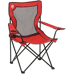Coleman Broadband Mesh Quad Camping Chair with Carry Bag & Cup Holder, Cooling Mesh Back with Adjustable Arms, Great for Camping, Tailgating, Firepits, Patio, & More