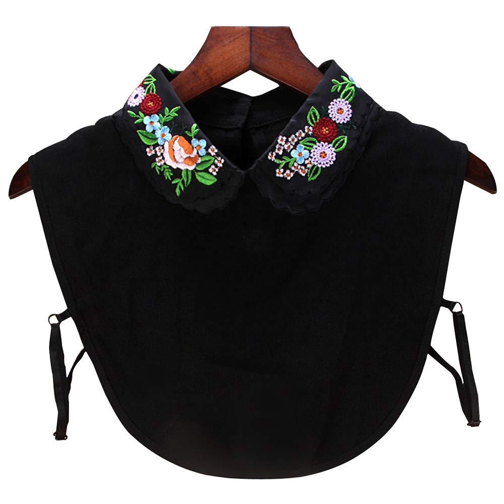 YAKEFJWomen’s Peter Pan Detachable Shirt Dickie Blouse Fake False Collar, 69-black, One Size