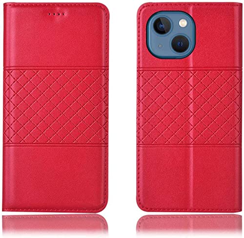 Funda de cuero con tapa para iPhone 13 Mini carcasa magnética con soporte color rojo de 5.4"