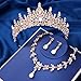 Feltent Gold Tiaras and Crowns Jewelry Set for Women Tiaras Earrings and Necklace for Wedding Rhinestone Crystal Bridal Jewelry Sets for Costume Birthday Party Prom Gifts