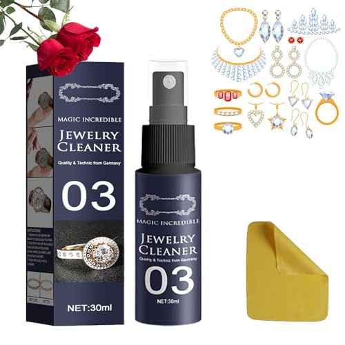 Qosneoun Jewelry Cleaner Spray,Jewelry Cleaner 03 for All Jewelry,Quick Jewelry Cleaning Spray,Anti Tarnish Jewelry Cleaner,Watch Diamond Silver Gold Jewelry Cleaner Solution (1pcs)