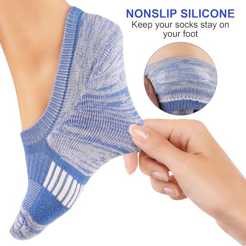 Image of Amutost Womens No Show Socks Anti-Slip Cushioned Breathable 5-10Pairs | Silicone heel grips, Arch compression band, Elastic cuffs, Moisture wicking, Size 6-8 /7-9 /9-11, Reduces blisters