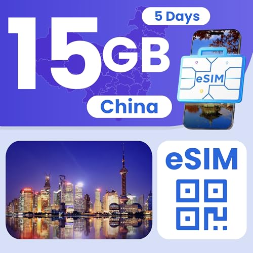 Image of eSIM Cards for International Travel Prepaid Data, Compatible with Unlocked Smartphones, 4G LTE 5G, Hotspot Supported, Instant Activation in 10 Minutes (China 15GB / 30 Days)