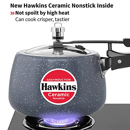 Hawkins 3 Litre Ceramic Nonstick Pressure Cooker, Induction Inner Lid Cooker, Granite Contura Shaped Cooker, Best Cooker (ICC30) by Hawkins - Used condition - Image 5