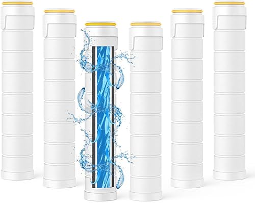 Filtro de ducha para cabezal de ducha de mano, paquete de 6 filtros de 18 etapas para agua dura, elimina el cloro y sustancias nocivas, solo apto
