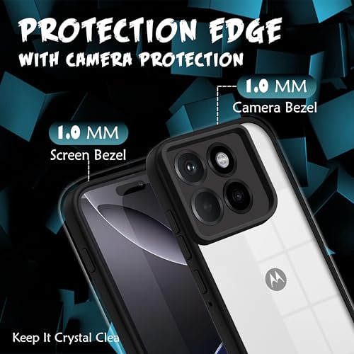 Image of V-TAN Back Cover for Motorola Edge 60 Pro 5G, Transparent Clear Case Compatible with Motorola Edge 60 Pro, TPU, Camera Protective, Scratch Resistant Shockproof Mobile Cover with Anti-Slip Grip (Black)