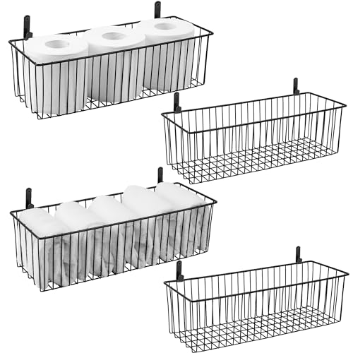 Wetheny Black Wire Basket Wall Mounted(4 Pack) - Metal Toilet