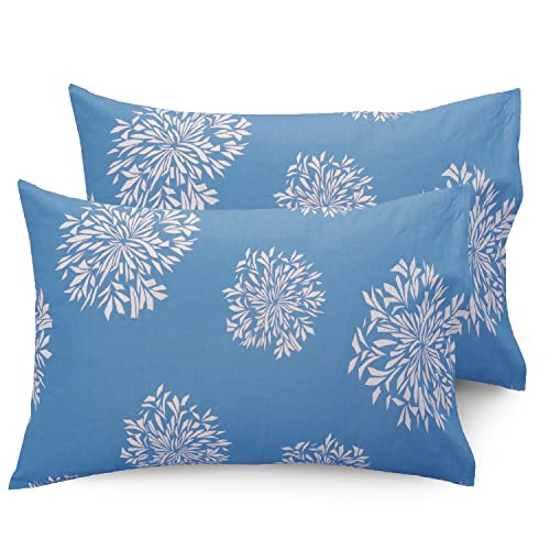 Image of Huesland by Ahmedabad Cotton 144 TC Cotton Pillow Cover Set of 2 - Blue